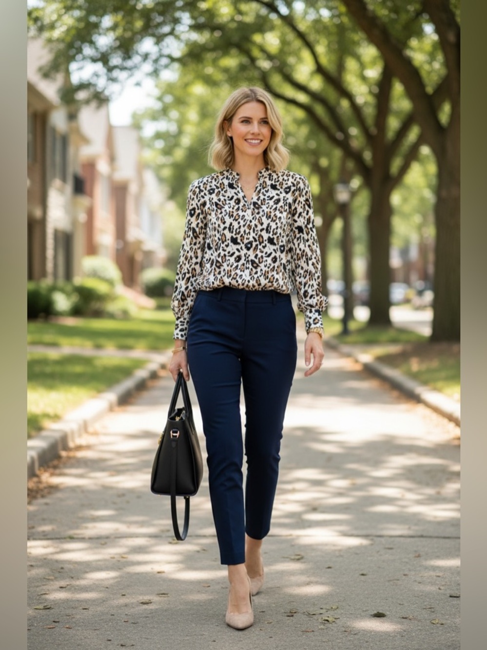 Revolve & Other Stories Leopard Animal Print Keyhole Long Sleeve Blouse Top 4 - Picture 11 of 11